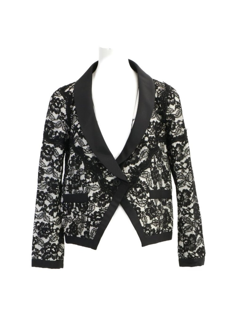 Chanel CC Logo Button Flower Lace Jacket 38